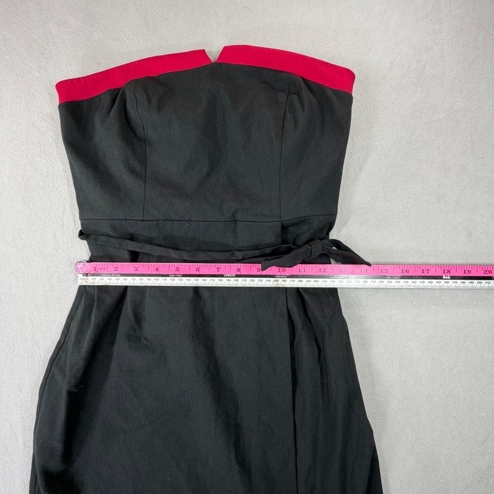 Express Strapless‎ Mini Dress Womens Small Black Red Tie Waist Party NWT - Picture 3 of 11